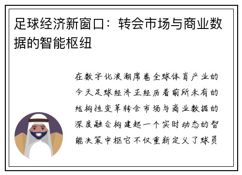 足球经济新窗口：转会市场与商业数据的智能枢纽